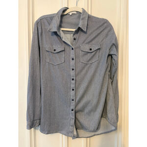 Eden & Olivia Blue White Striped Button Down Shirt M